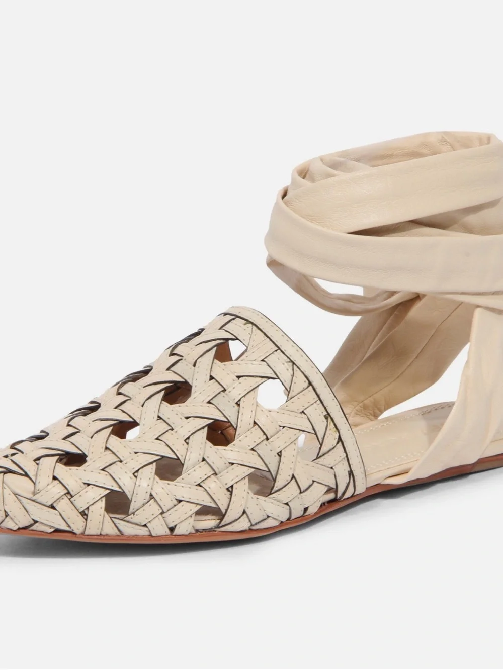 Tory Burch Basketweave Wrap Flat (Calf Leather/Soft Nappa Leather) Size 7.5